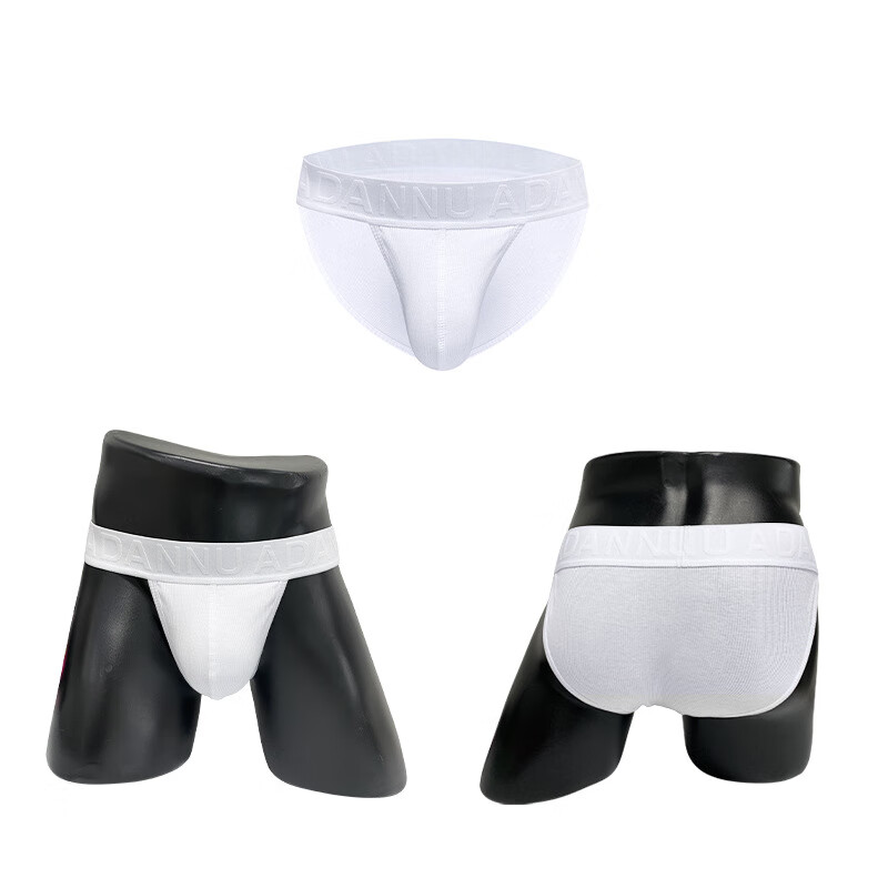 君魄热销款男士三角裤性感浮雕纹高叉三角男 白色 m