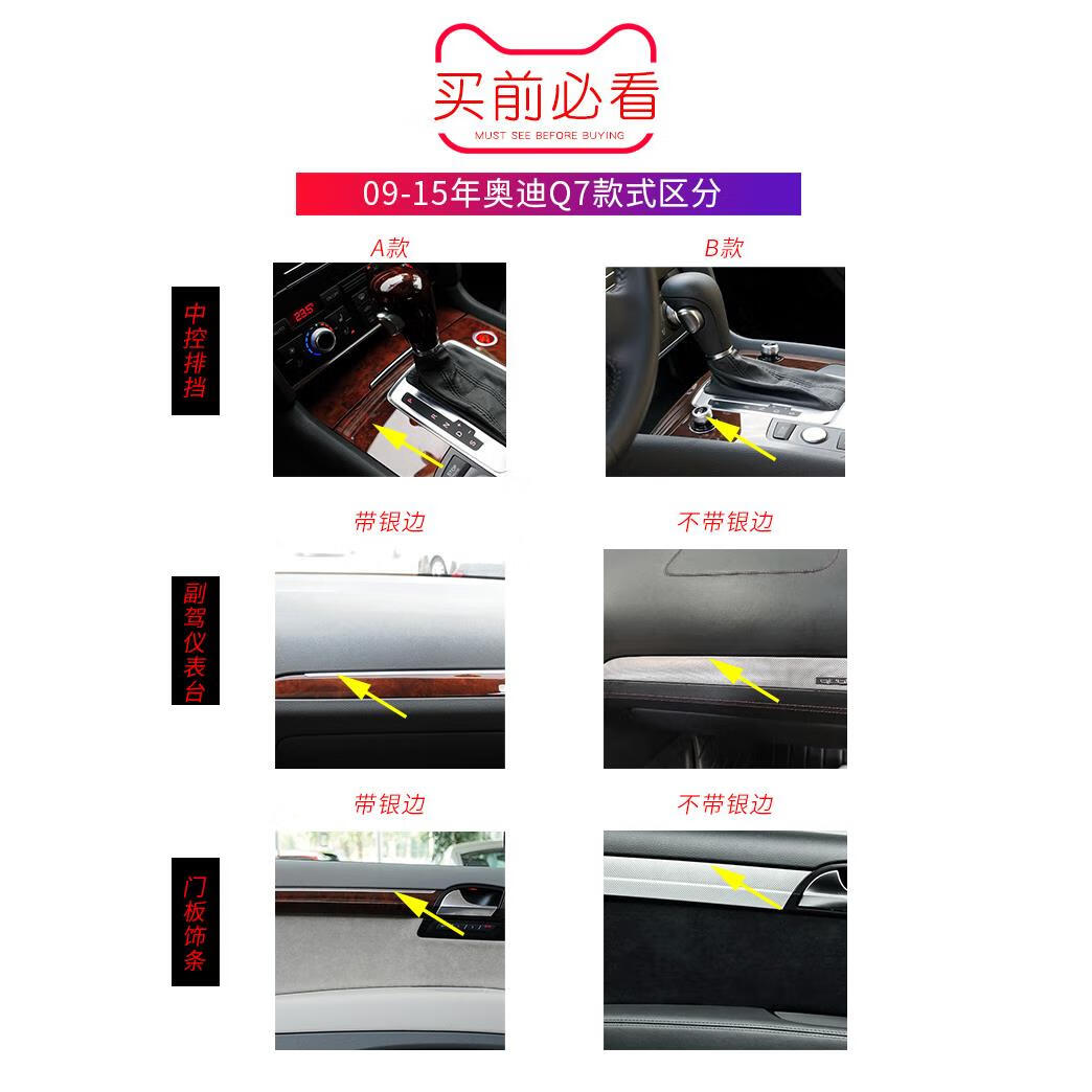 欧德斯派适用09-21年奥迪q7内饰改装q8车内装饰中控台贴纸档位爆改车