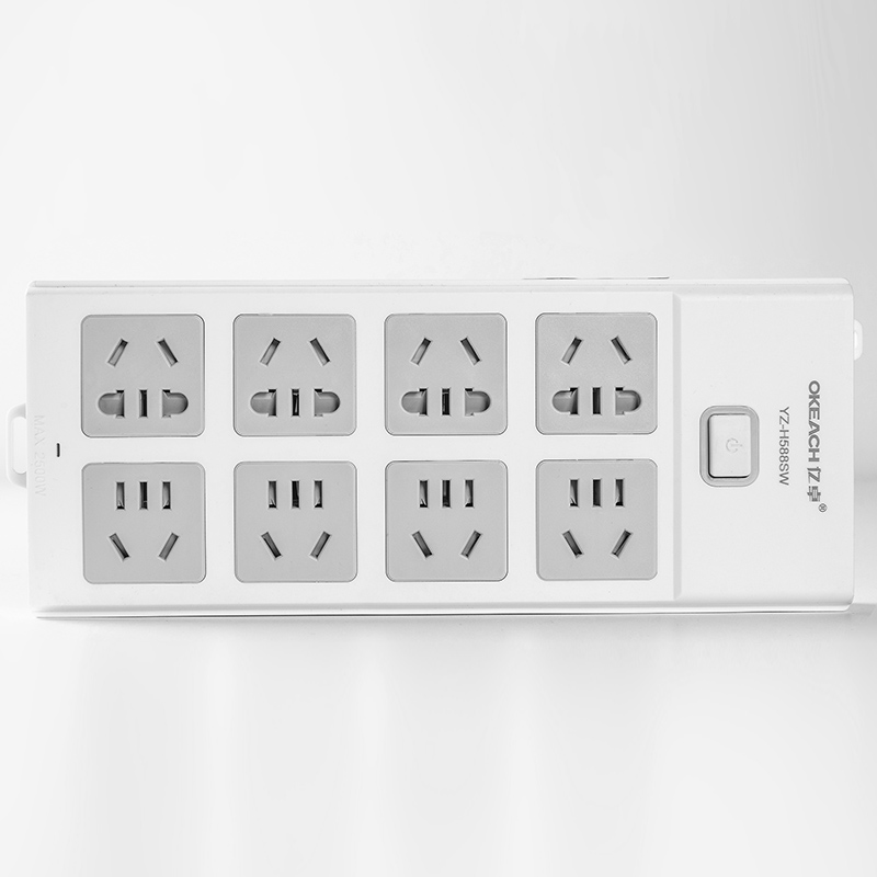 亿卓（OKEACH）无线插板 不带线插座 插线板 插排 排插 接线板 拖线板【8孔位不带线】YZ-H588SW