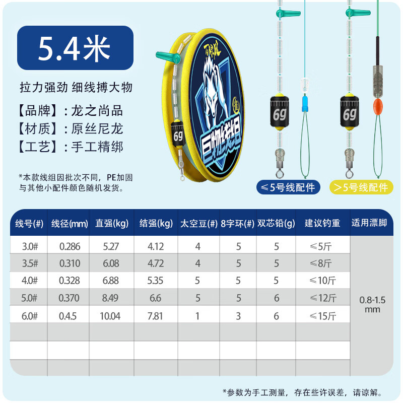 龙之尚品 大物线组钓手杆巨物成品套装高端青鱼鲢鳙草鱼尼龙鱼线绑好