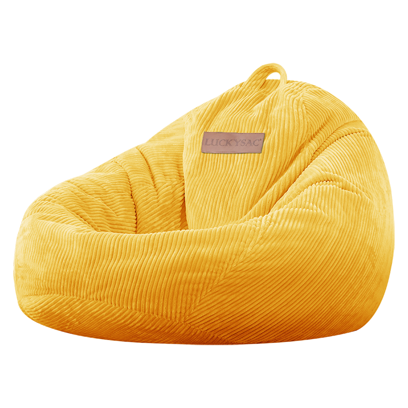 LUCKYSAC懒人沙发豆袋灯芯绒EPP  布艺客厅卧室阳台飘窗休闲小沙发 舒适款80*110cm 黄色 单沙发(EPP无甲醛粒子)