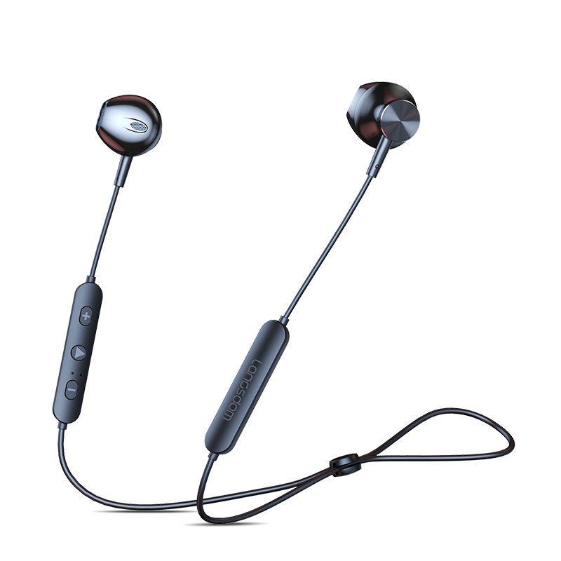 兰士顿 蓝牙耳机挂脖式无线运动耳麦 跑步超长续航磁吸开关入耳式 适用于苹果华为oppo小米vivo手机 L5C 黑色