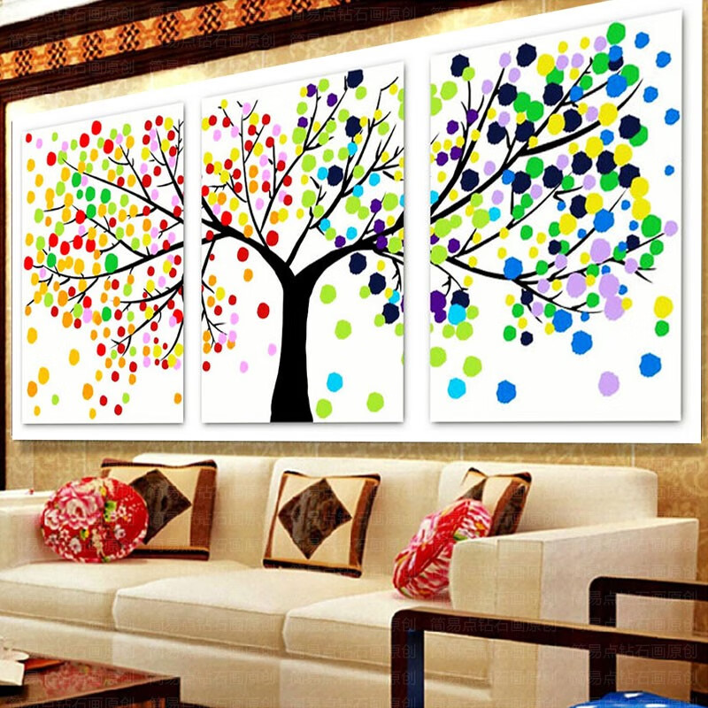 织巢鸟丝线纯手工十字绣成品春夏秋冬发财树幸运树客厅卧室简约现代