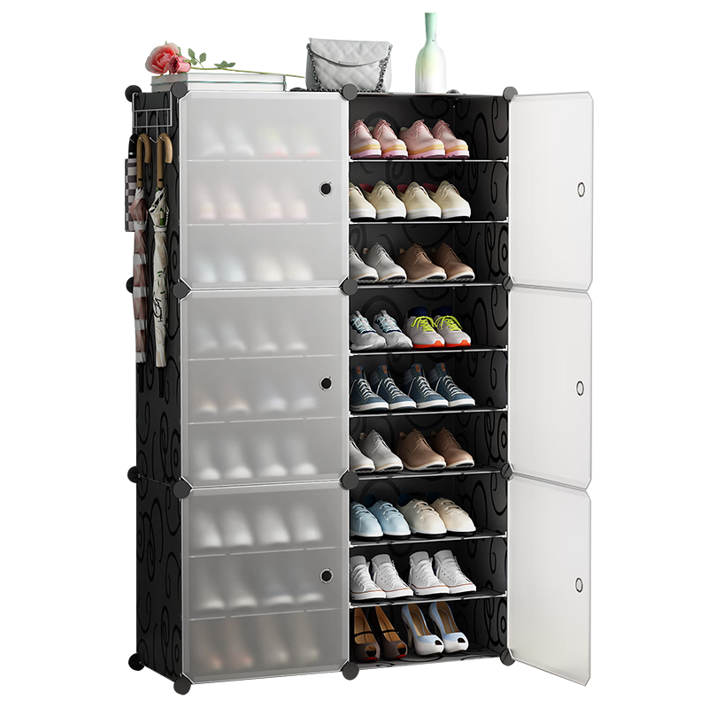 安爾雅 簡(jiǎn)易鞋柜經(jīng)濟型簡(jiǎn)約防塵小鞋架子多層組裝塑料收納柜玄關(guān)柜
