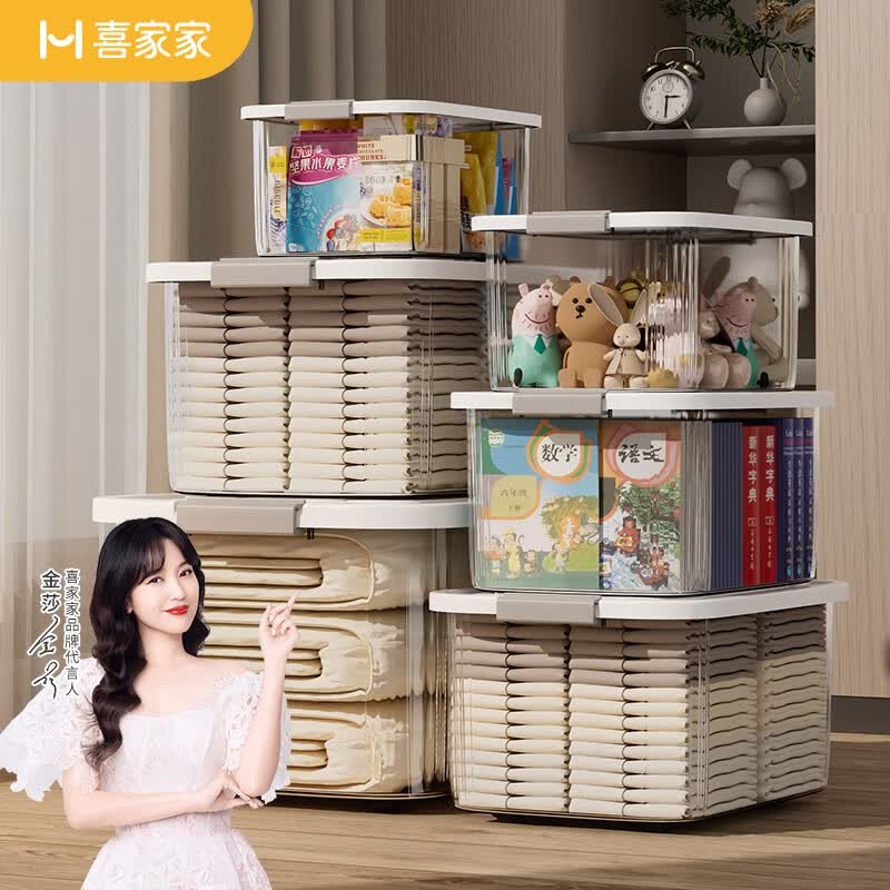 加厚衣服儿童玩具整理箱储物箱搬家箱 透黑-小号中号大号【3件套】