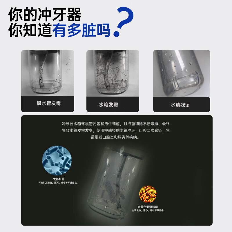 奇异鸟(KIWIBIRD)冲牙器便携式洗牙器水牙线声波洁牙器 正畸敏感家用立式预防牙结石 薄荷绿|3个喷嘴+收纳袋|杀菌消毒