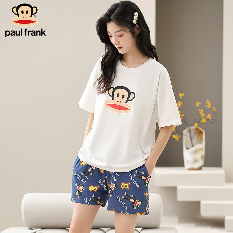 frank大嘴猴情侣睡衣女夏季纯棉短袖女士薄款休闲可外穿套头家居服