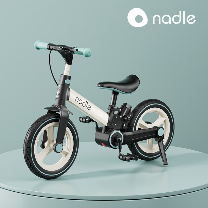NADLE儿童自行车3一6岁宝宝二合一平衡车3岁小孩折叠单车有辅助轮男孩 绿色经典款 12寸