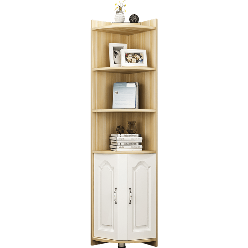 潇嵩北欧客厅墙角柜欧式角柜简约三角实木客厅厨房转置物架多功能拐角转角收纳三角柜边角柜 浅胡桃50*50*150