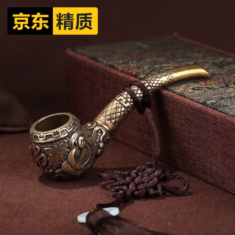 爵倾日本工艺轻奢小众手工纯铜烟斗男士复古老式纯铜便携旱烟袋雕龙貔