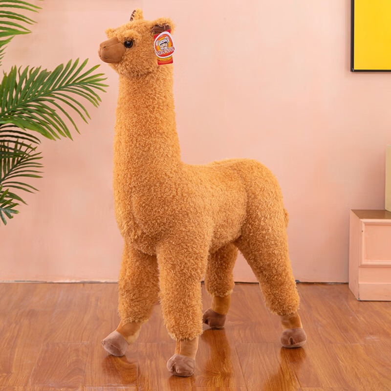 千百嘉羊驼坐骑可爱玩偶毛绒玩具超大号绵羊骑着坐骑客厅摆件男 褐色
