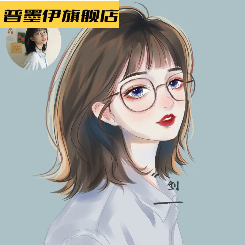 手绘头像原创水晶画师约稿漫画卡通设计情侣照片微信画头像 水晶风