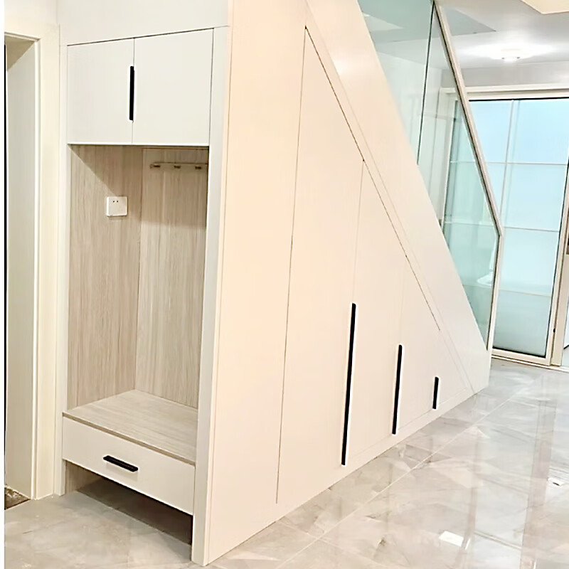 澳颜莱楼梯下斜角储物柜 楼梯柜设计loft楼梯下空间推拉三角斜坡收纳