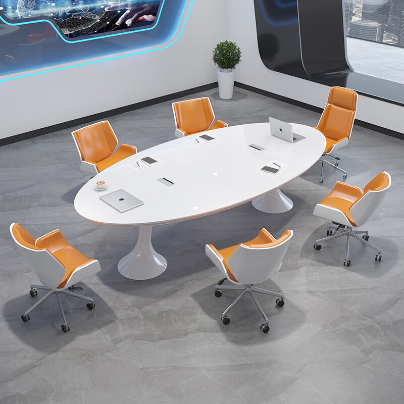 莎庭秋佳会议桌现代简约椭圆形洽谈组合时尚创意小型会议室开会桌 1.
