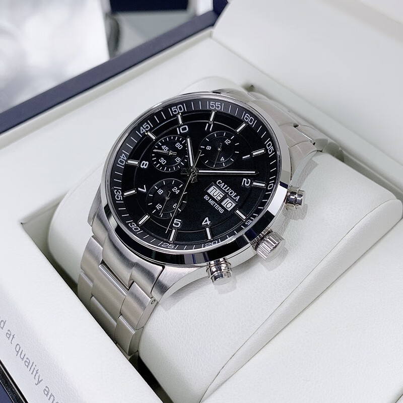 卡罗莱(caluola)全自动机械表手表运动男表防水多功能时尚真皮带精钢
