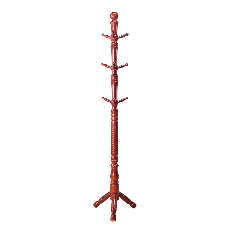 宜瑞思 实木衣帽架落地挂衣架卧室置衣架简约衣服架子立式办公室衣架挂包架 主杆8cm红棕色(三腿款)