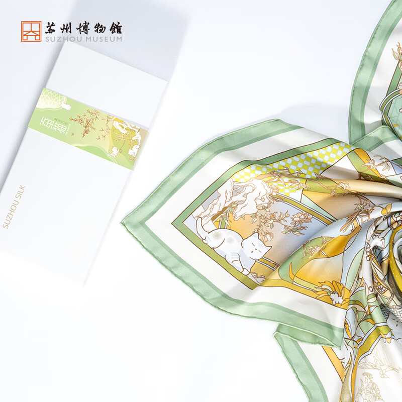 苏州博物馆蚕猫丝巾桑蚕丝领巾真丝方巾气质围脖商务礼盒生日礼物送女朋友 蚕猫丝巾100%桑蚕丝