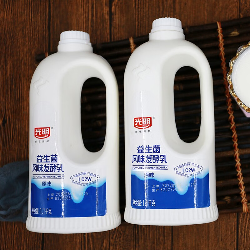 光明原味大桶酸奶1.1kg/桶风味发酵乳低温桶装酸奶网红奶1桶装 原味桶酸奶1.1kg*1桶 实惠