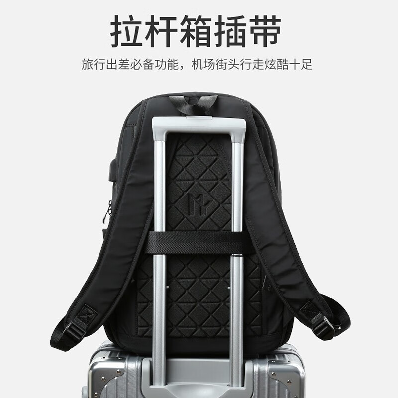 Colrtn Kwecr 男士双肩包新款大容量牛津布电脑包初高中生书包旅行包奢侈品 黑色中号47*30*14(16英寸)