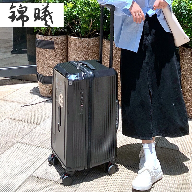 22寸行李箱与人对照图,22寸行李箱好尴尬 行李箱30寸加厚皮箱拉杆箱静音万向轮32多功能旅行箱男女 经典黑 22寸