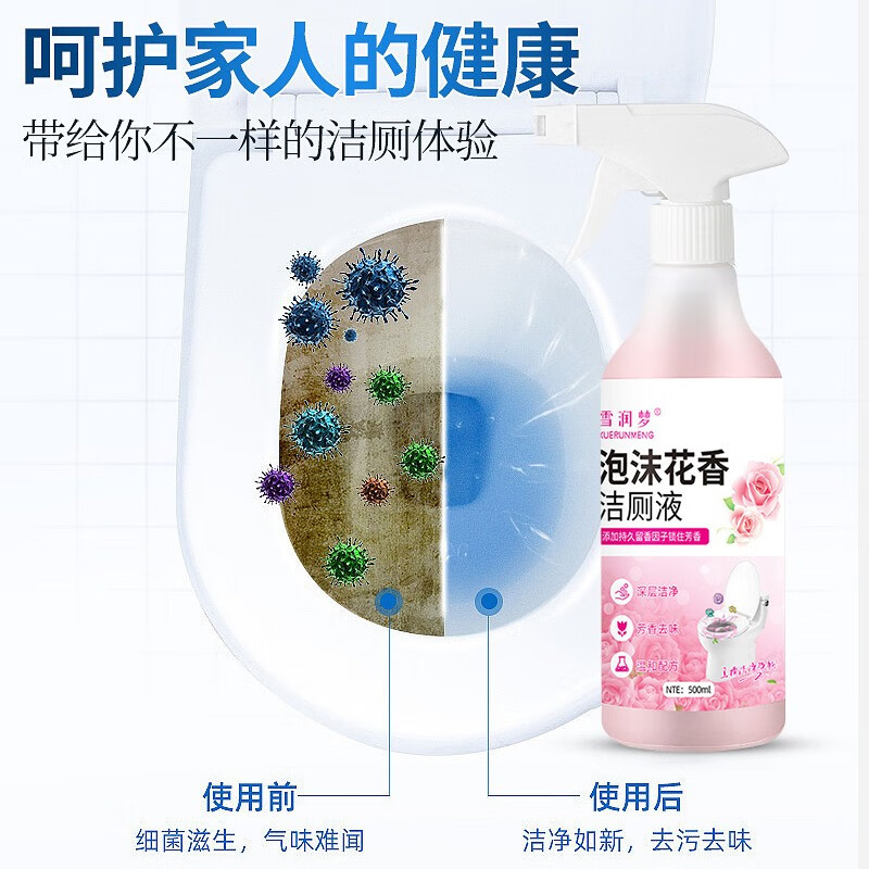 雪润梦洁厕灵浴室清洁剂家用马桶洁厕剂除菌异味黄渍洁厕宝花香洁厕液 花香洁厕液*1瓶