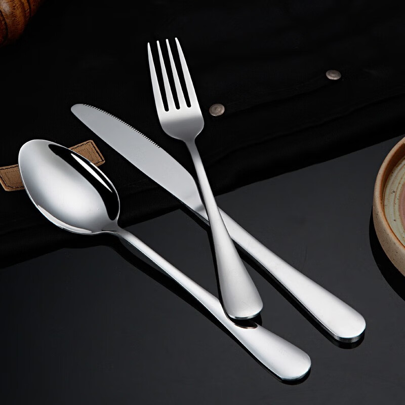 拾画不锈钢牛排刀叉勺 西餐餐具 加厚加长餐刀叉子勺子三件套组合装