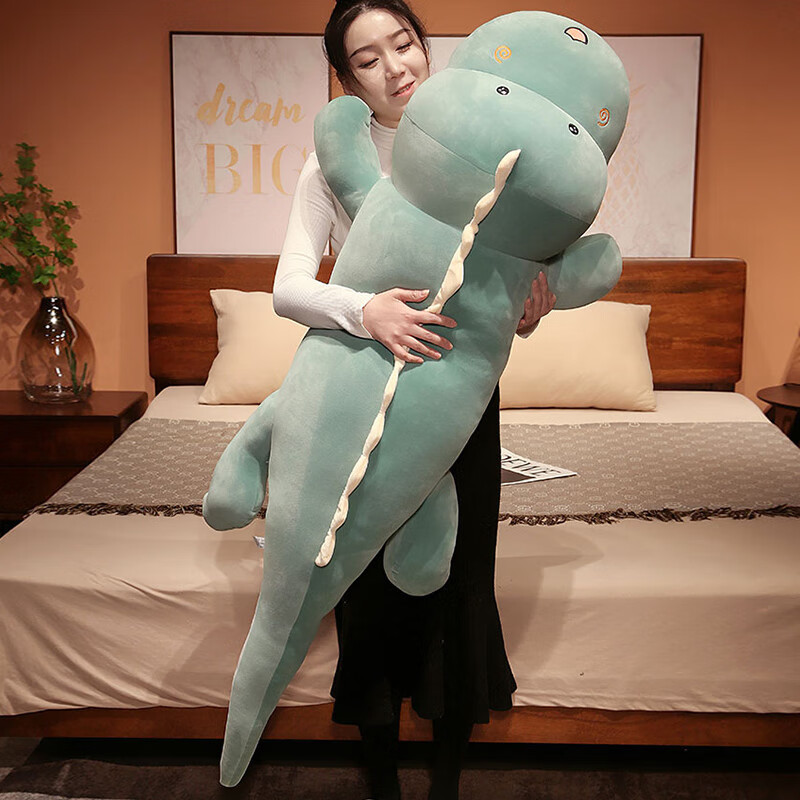 伊貝曼曼恐龍玩偶抱枕陪睡覺超大號(hào)毛絨玩具布娃娃夾腿生日禮物送女生女友 綠色恐龍150cm *1