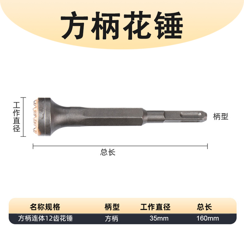 混凝土水泥修整墙体合金材质连体方柄电锤凿头凿毛头花锤毛凿子钻 12
