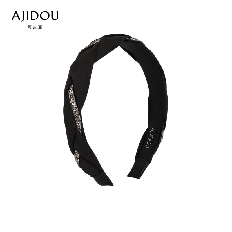 AJIDOU阿吉豆法式波点系列闪耀水钻发箍礼物送女友 黑色 内径12cm宽2.5cm