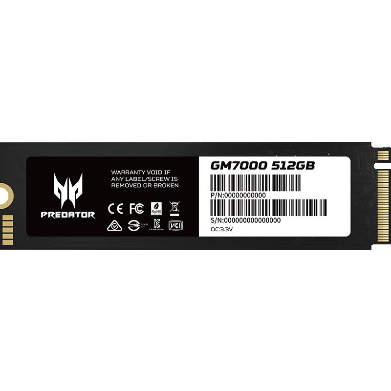 PREDATOR 宏碁掠夺者 GM7000 NVMe M.2 固态硬盘 512GB（PCI-E4.0）