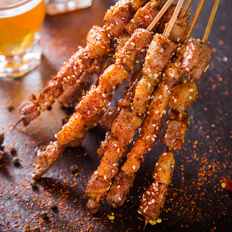 羊肉串鲜食材内蒙古羔羊串户外烤串90串 鲜冷冻原味五花肉羊肉串