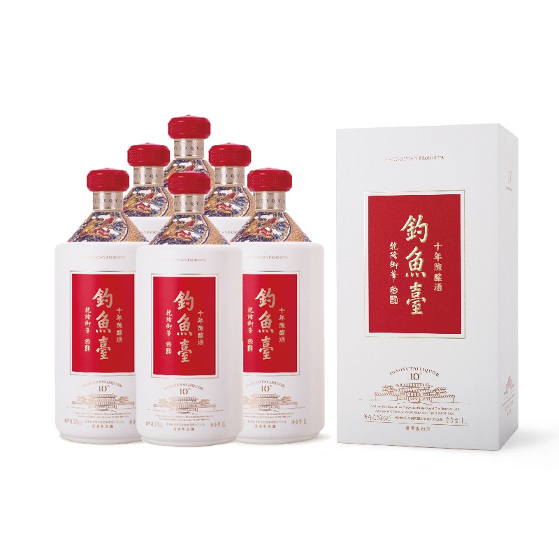 钓鱼台十年陈酿白酒年份酒1000ml53度1L装 贵州茅台镇酱香型10年高度酒2斤送礼收藏整箱装 整箱装（1000ml*6）