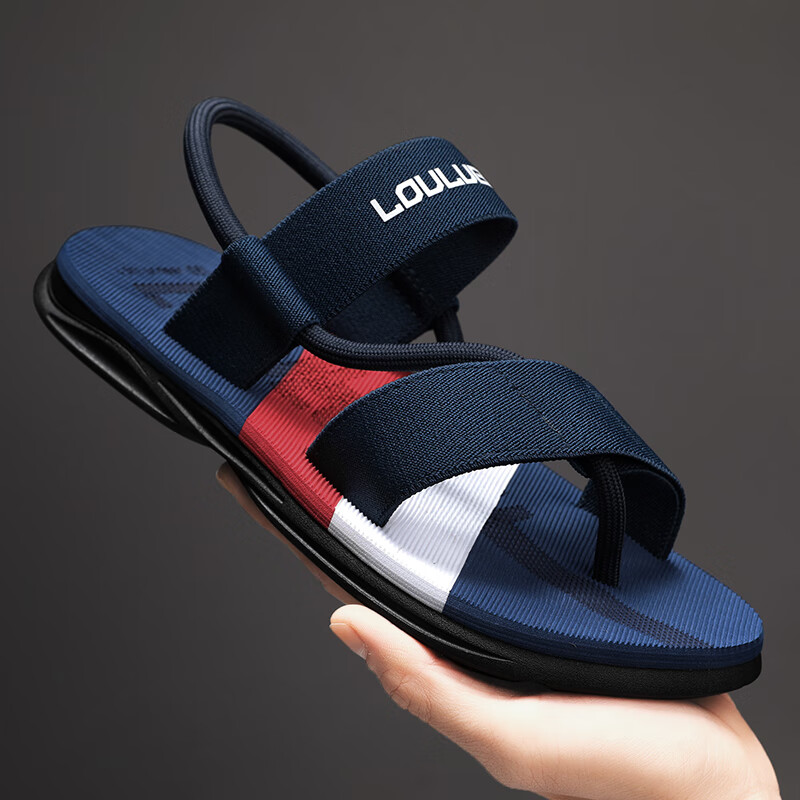 鞋服潮流时尚男士沙滩鞋凉鞋夏季开车凉鞋外穿潮鞋拖鞋人字拖 270深蓝