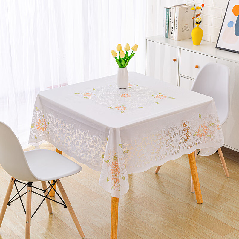 防烫八仙桌台布塑料布四方桌麻将盖布小 601白桔 135135cm(桌布尺寸