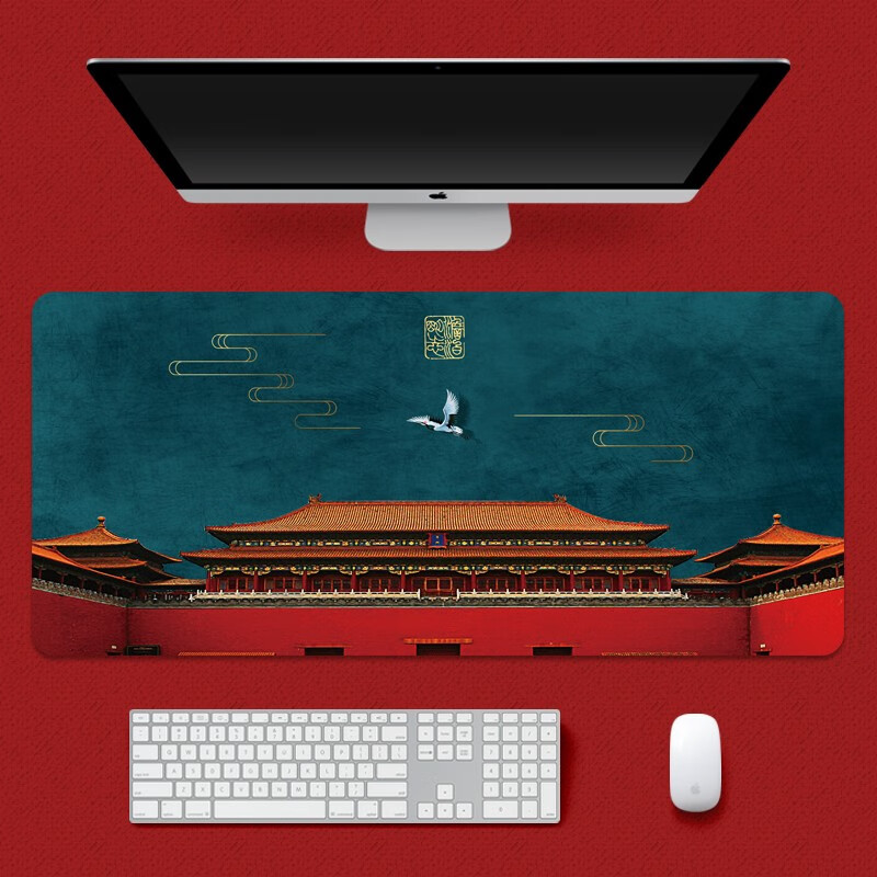 国潮古典超大加厚鼠标垫 书法水墨画电竞桌面键盘垫男女生写字电脑垫