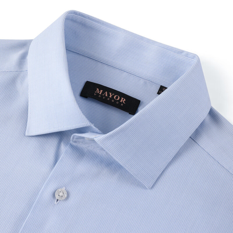 MAYOR男装 ALUMO面料易打理蓝色长袖男衬衫 蓝色 43