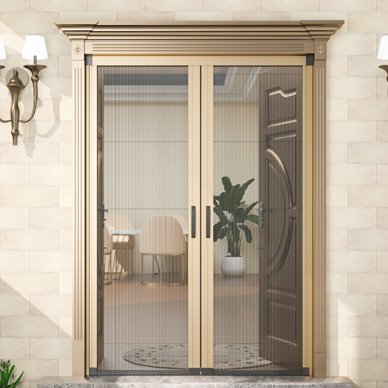 金刚网折叠纱门纱窗门推拉式隐形入户门折叠纱门防蚊伸缩沙门推门金刚