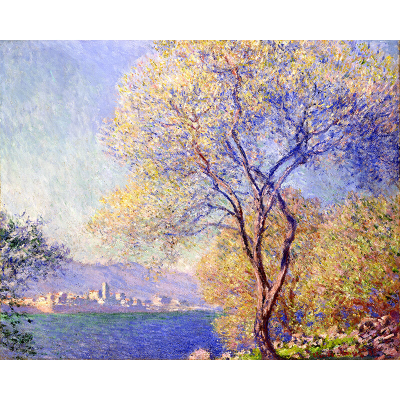 昂蒂布 莫奈印象派油画微喷风景画客厅卧室沙发背景墙装饰画挂画 01款