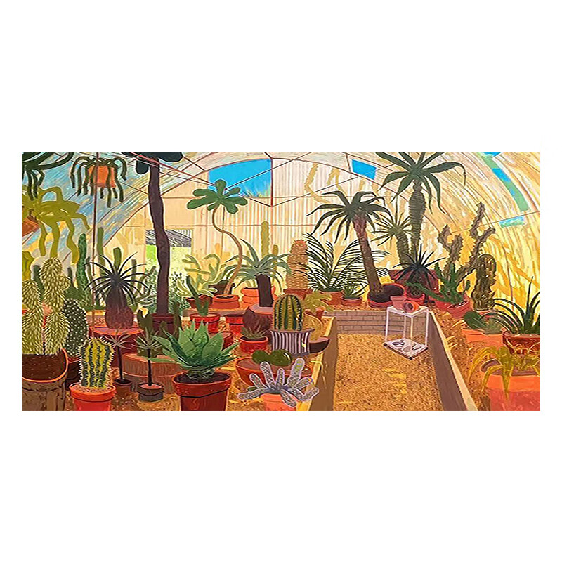 花卉客厅装饰画东南亚风手绘油画个性横版主卧室挂画 绿色植物花卉 50