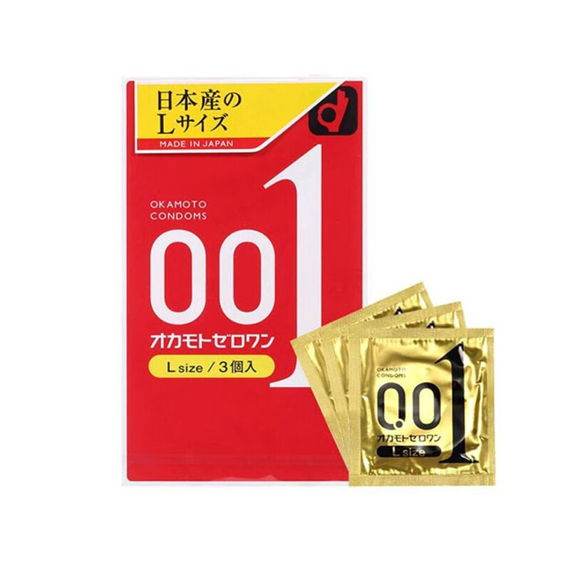 【香港直邮】冈本(OKAMOTO)0.01超薄安全套避孕套男用情趣计生用品 001-大号版-3只装【3盒装】