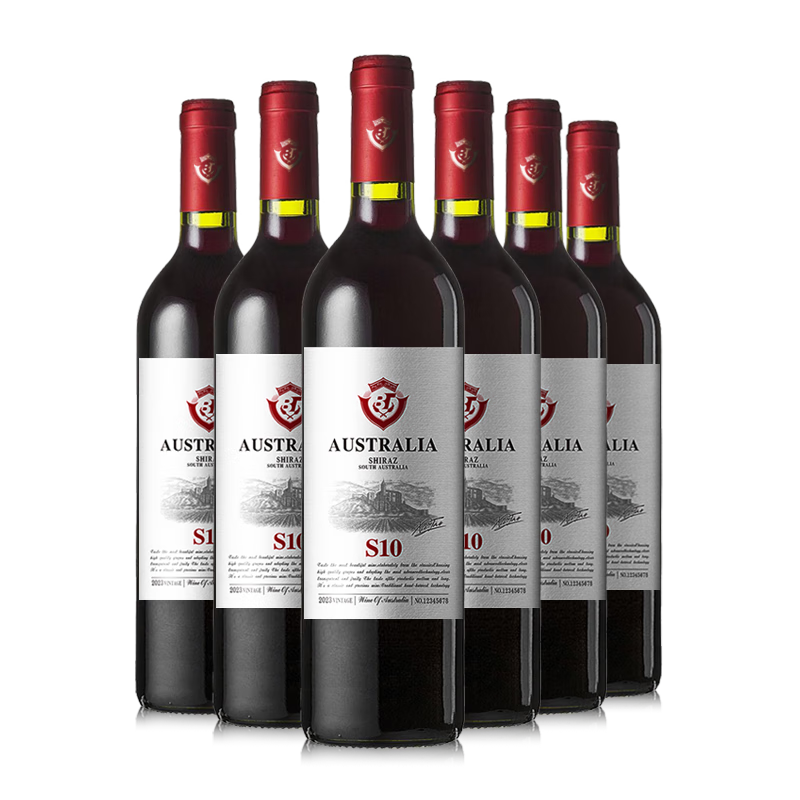奔赋澳洲进口红酒S10赤霞珠14.5度干红葡萄酒750ml*6瓶红酒整箱送礼