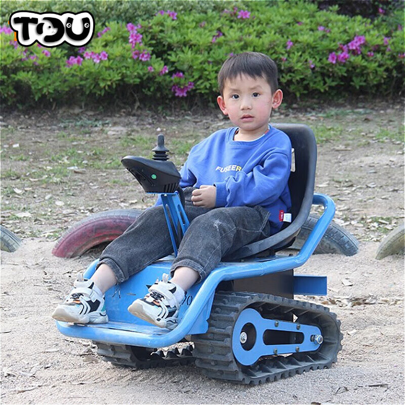 TDU品牌儿童电动履带小坦克四轮沙滩车男女孩玩具生日礼物 蓝色