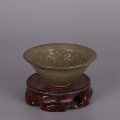 耐吉佳耀州窑瓷器六件套耀州窑青釉刻花小斗笠碗 仿宋做旧瓷器 耀州窑