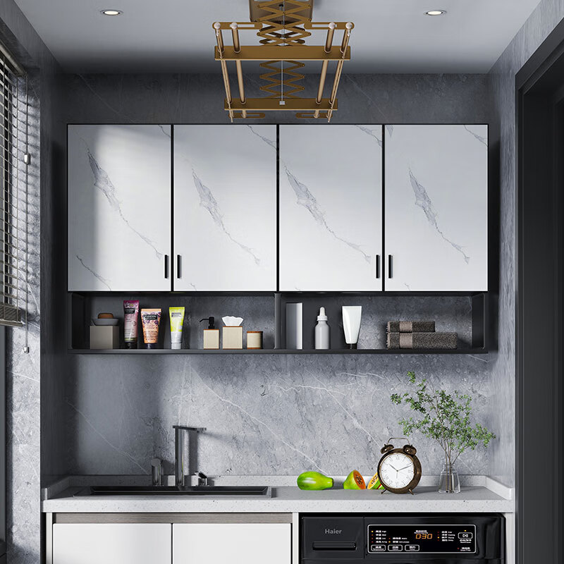 吊柜顶柜厨房吊柜墙壁柜储物简约现代轻奢极简阳台墙上太空铝合金壁