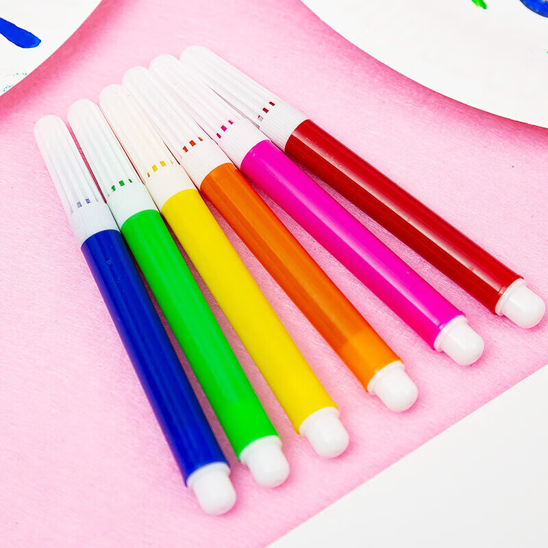 6色迷你彩笔儿童幼儿园涂色绘画水彩笔 彩色画笔涂鸦画画文具B 六色装 常规色