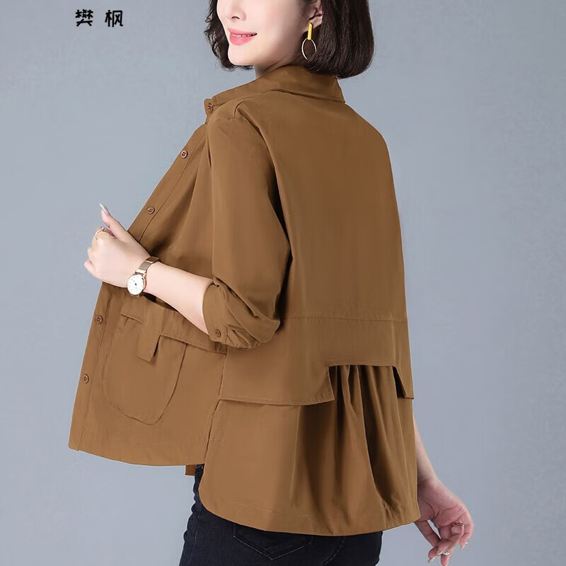 百搭休闲上衣薄款短外套女士年春秋季时尚休闲开衫小个子衬衫风衣夹克