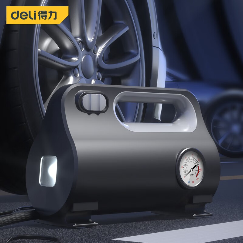 得力(deli)车载充气泵汽车用打气泵电动打气筒车轮胎小型便携式小轿车