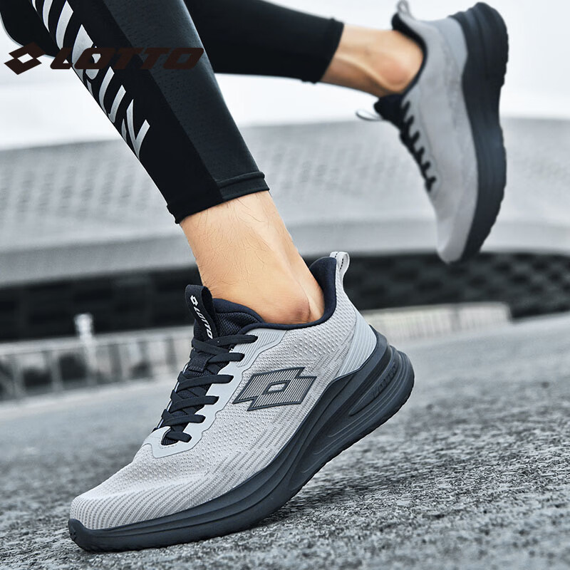 乐途(LOTTO)官方跑步鞋男鞋2024新款夏季网面运动鞋减震软底轻便跑步鞋女 灰色·男 39