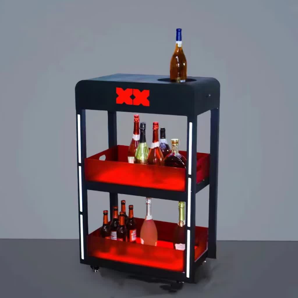 双幼酒吧ktv发光洋酒柜红酒展示柜创意led三层香槟酒柜定制不锈钢定制