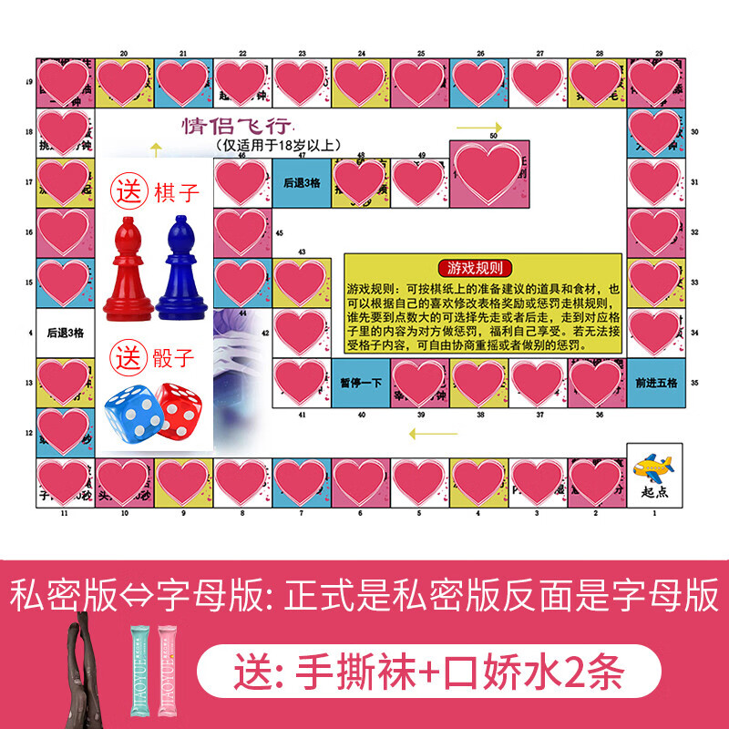 飞行棋恋爱大富翁污恋爱用品道具互动玩具游戏成人 私密版-sm版(撕袜